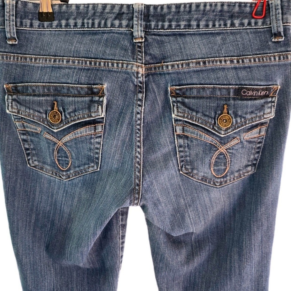 Vintage Y2K Calvin Klein "Lean Boot" Jeans Mid Rise Medium Wash Flap Pocket Sz 8